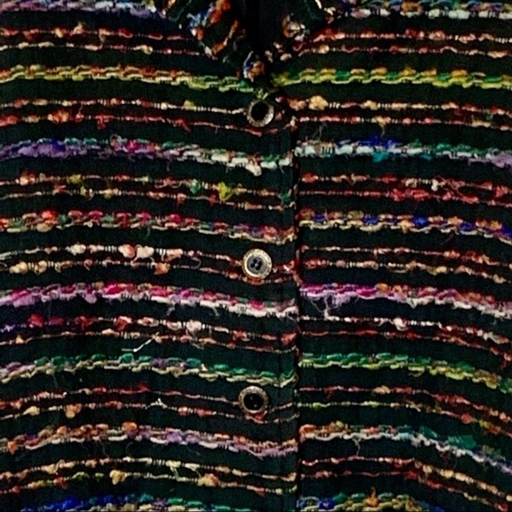 EUC Chadwicks Woven Cotton Blend Black and Multicolor Button Up Blazer Jacket - Picture 5 of 5